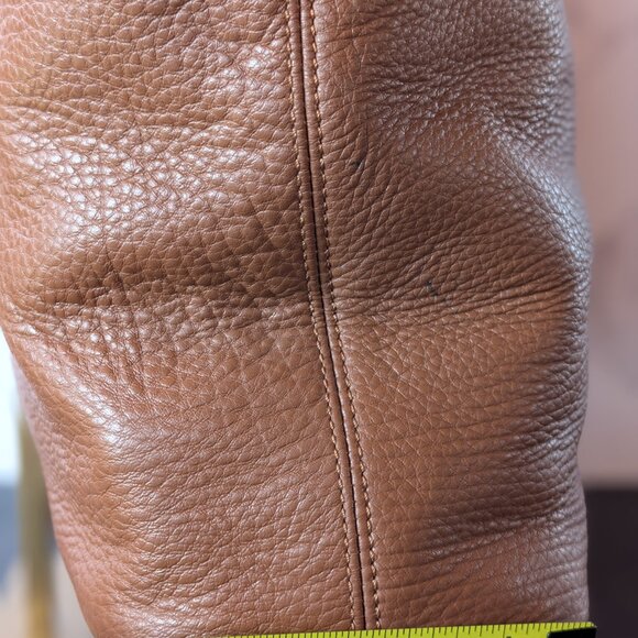 Michael Kors Brown Pebbled Leather Tote with Gold MK Charm - Picture 8 of 16